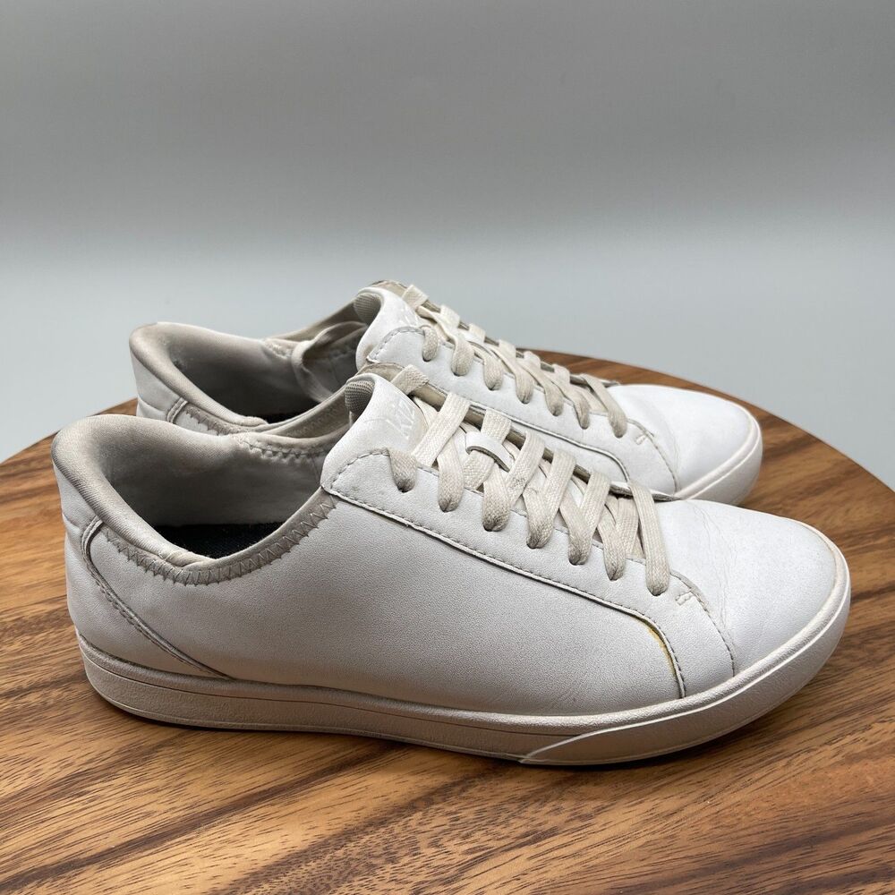 Kizik Irvine Shoes Womens 8.5 Wide White Leather Casual Comfort Athletic Sneaker